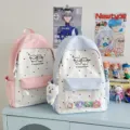 Stile giapponese carino zaino per studenti colorblock a pois per scuola e viaggi - senza ciondolo / Rosa