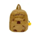 Χαριτωμένο λούτρινο σακίδιο Capybara με διαφανές παράθυρο, μαλακή καφέ σχολική τσάντα. - Καφέ