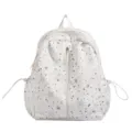 Zaino bianco con stampa di stelle borsa da scuola casual per studenti carina moda - con portachiavi / Bianco
