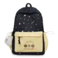 Zaino con orsetto cartone animato nero e giallo borsa scolastica carina stile college - con portachiavi / Nero