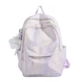 Lavender star print school backpack, cute purple casual daypack with front pocket for students. - Purple