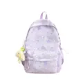 Carino zaino viola con stampa di stelle e ciondolo in peluche, borsa scolastica casual per donna. - Viola