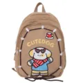 Zaino in velluto a coste con simpatico cane per donne e studenti. Borsa casual per la scuola. - con portachiavi / Kaki