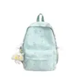 Zaino casual verde chiaro con stelle, borsa scolastica carina con ciondolo nuvola di peluche. - Verde