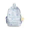 Sac à dos étudiant décontracté motif étoiles mignon bleu clair avec pendentif peluche. - Bleu