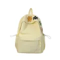 Zaino giallo con ricamo di fiori, grande capacità borsa scolastica casual variante. - Giallo