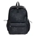 Zaino casual nero con stampa di stelle da donna, grande capacità borsa scolastica e giornaliera. - Nero