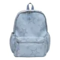 Zaino azzurro con stampa di stelle moda casual borsa da scuola per studenti grande capacità - Blu