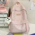 Zaino casual da studente con stampa a stella rosa, grande capacità borsa scolare carina coreana. - Rosa