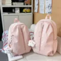 Zaino rosa con stampa di stelle e ciondolo in peluche carino per donna scuola tempo libero - senza ciondolo / Rosa Piccolo