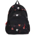 Zaino giapponese carino con motivo gatto cartone animato per donna grande capacità borsa scuo - con portachiavi / Nero