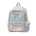 Zaino gatto angelo carino donna, borsa scolastica a pois dolce, zaino casual giornaliero. - con portachiavi / Blu