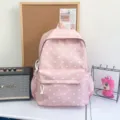 Zaino rosa a pois carino borsa da scuola casual grande capacità stile dolce e grazioso - con portachiavi / Rosa