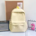 Zaino con pois stile coreano per donne, borsa scolastica casual di grande capacità, zainetto alla moda. - con portachiavi / Giallo