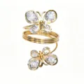 Gold tone butterfly rhinestone napkin ring for elegant wedding party and table setting decor. - Gold