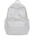 Zaino bianco a pois neri per studenti scolastici, stile giapponese grande capacità borsa casual. - senza ciondolo / Bianco