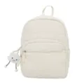 Zaino trapuntato bianco minimalista da donna, grande borsa da scuola casual e zainetto giornaliero. - Taglia L / Bianco avorio