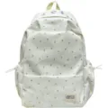 Zaino casual in tela bianca con motivo a stelle, grande borsa scolastica per uso quotidiano. - Bianco