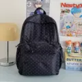 Zaino scolastico a pois in stile coreano per studenti, grande capacità casual giornaliero. - senza ciondolo / Nero