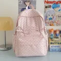 Zaino rosa a pois per studenti, stile campus carino borsa scolastica casual giornaliera. - senza ciondolo / Rosa