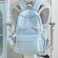 Zaino scuola a pois azzurro chiaro, grazioso design con fiocco, stile college carino giorno zaino. - senza ciondolo / Blu