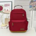Zaino casual minimalista in tinta unita in stile coreano con grande capacità. - Rosso
