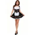 Explore details of this traditional German Oktoberfest dirndl maid costume with classic lace. - Black and White