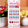 Acrylic rhinestone stickers detail view, showing various shapes like hearts, flowers, and gems. - Plum Blossom / Pink Blue Purple