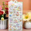Detailed view of 3D puffy foam cartoon animal stickers with glitter finish, ideal for kids DIY. - 06 Unicorn Deer