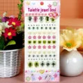Acrylic rhinestone stickers, heart plum blossom and round diamond decals for phone and face DIY. - Plum Blossom / Pink Green White