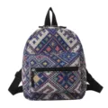 Koranischer stil ethnischer mini rucksack damen kleine gewebte freizeit tagesrucksack - Blau