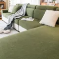 Housse decanape en velours côtelé vert housse extensible universelle pour salon salon - Agrandie S (65-95x65-95cm) / Vert