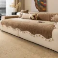 Housse de canapé en chenille épaisse avec pompons, élégante protection marron et beige. - Style Boule de Baie Moka / 70x70cm / Café
