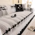 Chenille sofa cover universal four seasons anti slip skirt design elegant living room couch pad - 70x70cm / Light Coffee