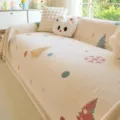 Cozy semi-velvet sofa cover with cute tree and snowflake pattern, universal multi-season protection. - 180x130cm / Off White