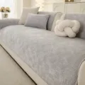 Grey chenille sofa cover modern minimalist anti-slip couch cushion for living room decor - Light Gray / 70*70cm