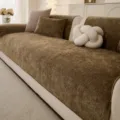 Chenille sofa cover for living room, modern minimalist style slipcover, anti-slip furniture protector. - Dark Coffee / 70*70cm