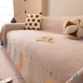 Multicolor woven sofa cover blanket boho geometric tassels cozy living room protector - 180x130cm / Rainbow Dream-Coffee
