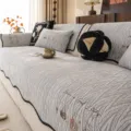 Housse de canapé universelle en chenille coussin texturé gris tissu antidérapant déco - Sac de Chance Irrégulier-Gris Clair / 70*70cm