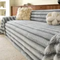 Thickened plush sofa cover in soft grey herringbone design, warm winter blanket for cozy home decor. - 180x130cm / Light Gray