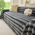 Thick plush sofa cover in elegant grey, cozy rabbit fur texture for winter living room decor. - 180x130cm / Dark Gray