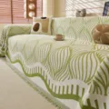 Retro green and white wave knitted sofa cover blanket all inclusive four seasons universal - 180*130cm / Green