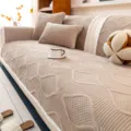 Housse de canapé en velours cristal épaissi beige, design matelassé antidérapant pour l'hiver. - 70x70cm / Kaki