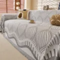 Retro style patterned sofa cover blanket, grey and white textile slipcover for living room. - 180*130cm / Gray