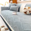 Housse de canapé matelassée épaisse en velours cristal bleu clair, coussin d'hiver antidérapant - 70x70cm / Gris