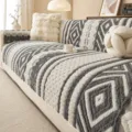 Copridivano in peluche bohémien grigio geometrico spesso antiscivolo cuscino invernale variante - 70x70cm / Grigio