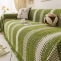 Green and white checkered chenille sofa cover, universal four-season protective blanket slipcover. - 180*130cm / Green
