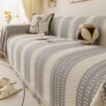 Chenille Sofa Cover Striped Blanket Universal Furniture Protector for Living Room Decor - 180*130cm / Light Gray