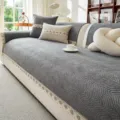 Grey chenille sofa cover with elegant lace skirt variant for modern living room decor - 70*70cm / Gray