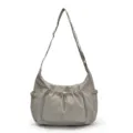 Casual nylon drawstring shoulder bag, large capacity lightweight crossbody bag for daily commute. - Gray